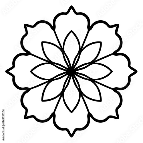 Mystical Floral Mandala Outline Vector