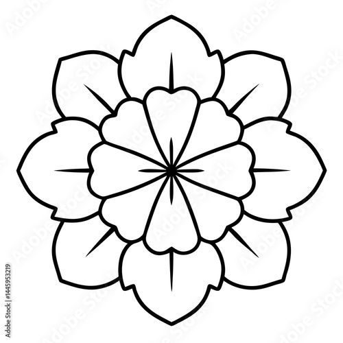Mystical Floral Mandala Outline Vector