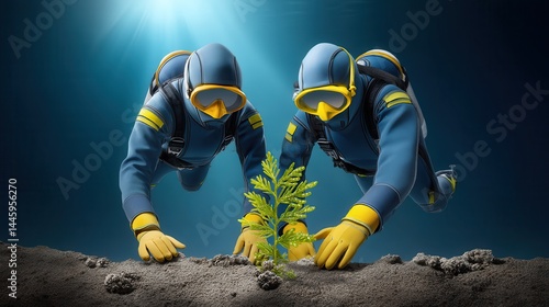 Wallpaper Mural Divers Planting Coral Seedlings Underwater for Marine Restoration Torontodigital.ca