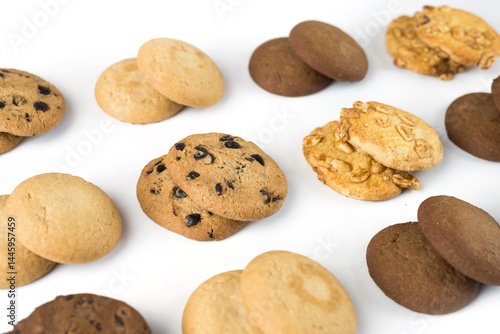 Set of different cookies isolated on white background