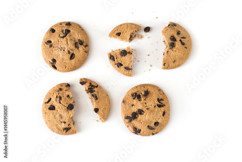 Obraz na płótnie Different stages of eaten cookie isolated on white w salonie