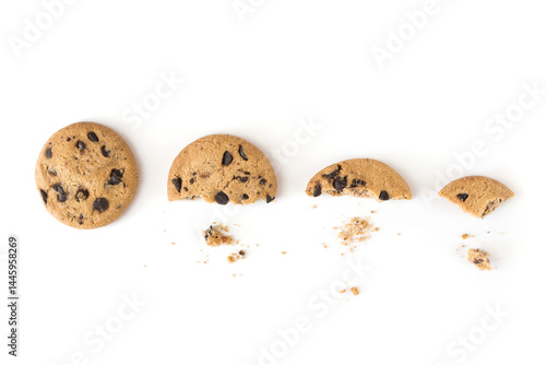Obraz na płótnie Different stages of eaten cookie isolated on white w salonie
