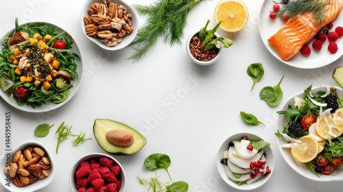 Nutritional feast: A vibrant collection of wholesome dishes, bursting with a symphony of colors, textures, and flavors, inviting viewers on a culinary journey through health and deliciousness.