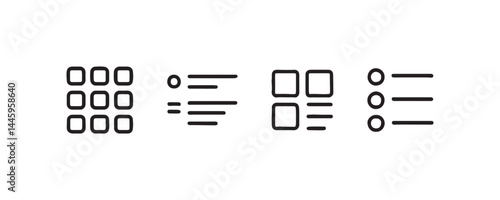 Grid and list view icons for interface design Vector
