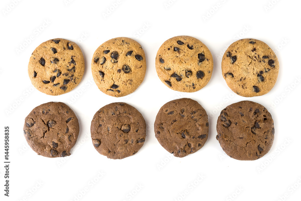 Set of different cookies isolated on white background