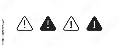 Warning and alert triangle icon set Vector