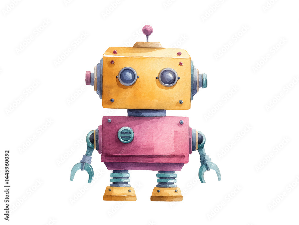 A robot with a yellow body