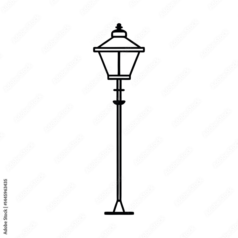 Outline of Lamp Post Line Art Vector Outline of Lamp Post Line Art Vector