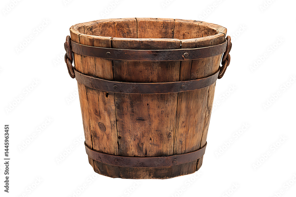 Old wooden bucket isolated on transparent background Old wooden bucket isolated on transparent background