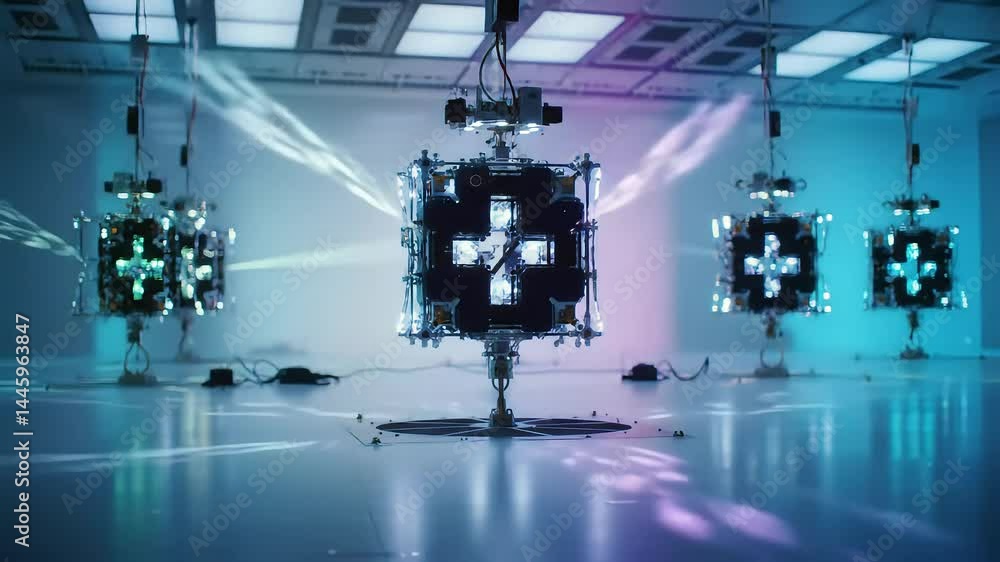 Futuristic Laboratory with Holographic Displays Futuristic Laboratory with Holographic Displays