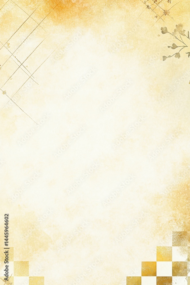 Obraz premium Vintage, faded, textured, parchment-like background with subtle floral and geometric patterns