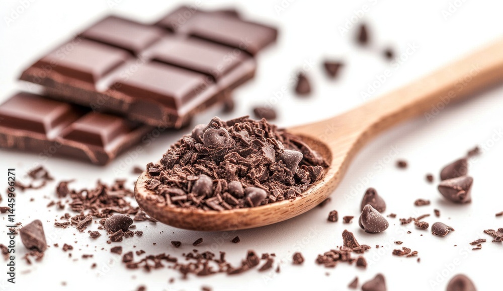 Obraz premium Dark chocolate chips and bar