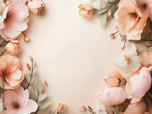 Floral Mother’s Day card template with blank space, generative artificial intelligence