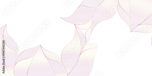 Beautiful abstract leaf  texture background. Decorative ornament of colored leaves pattern. Elegant Floral Art with Delicate Line Drawings pastel blue banner, graphics design whittle Background.