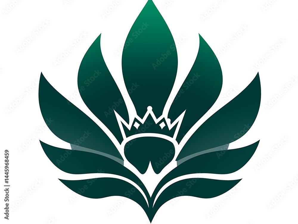 Obraz premium Green floral emblem with a crown