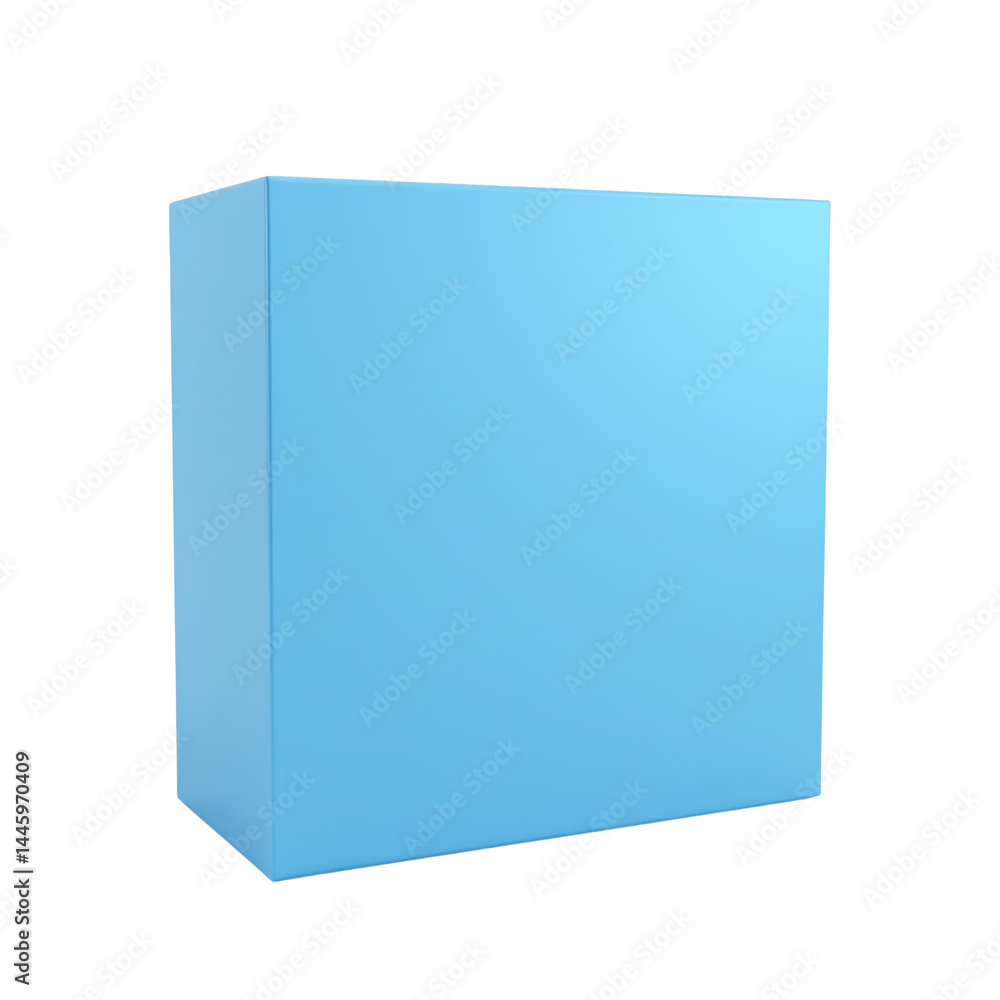 Fototapeta premium Solid blue box on a white isolated background