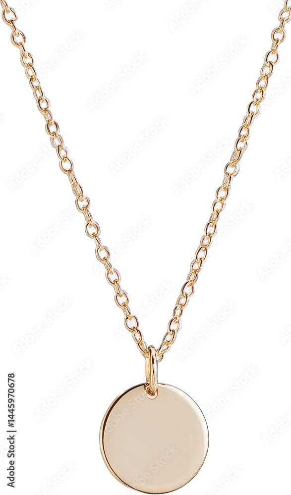 Delicate gold necklace with a round pendant Delicate gold necklace with a round pendant