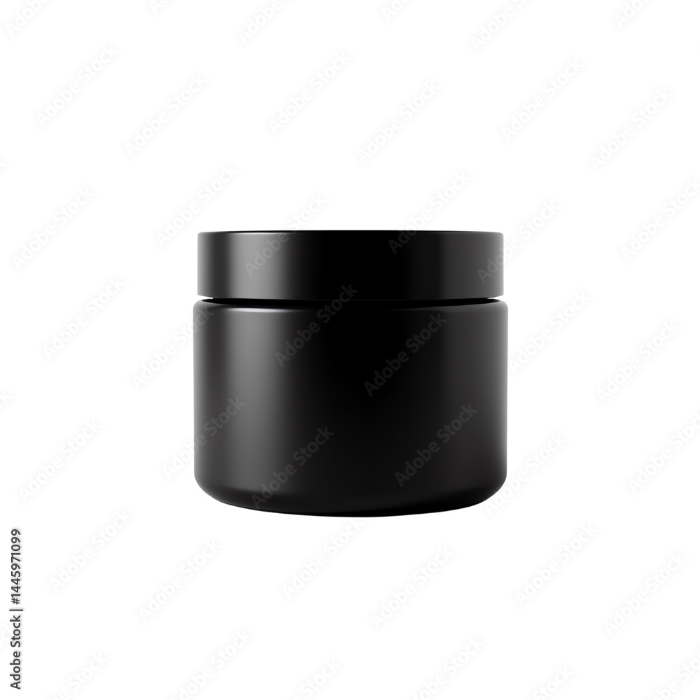 Black cosmetic jar, white isolate background Black cosmetic jar, white isolate background