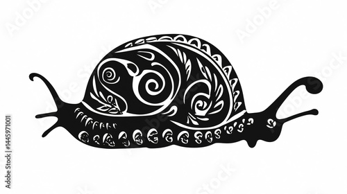 Elegant Black Snail Solid Silhouette in Mexican Style for Creative Design Projects