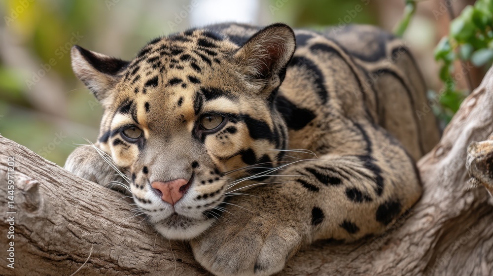 Fototapeta premium Clouded Leopard Resting on Branch