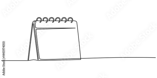 Table calendar continuous one line drawing and happy new years outline vector icon, Loose-leaf calendar. One continuous line drawing of calendar. Symbol of memorable moment and the day. pro  Editable.