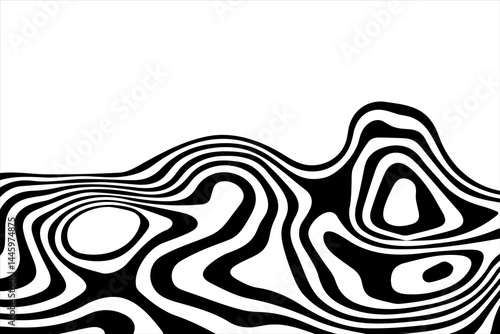 Amazing liquify lines effect on black and white, vector illustration. Eps 10