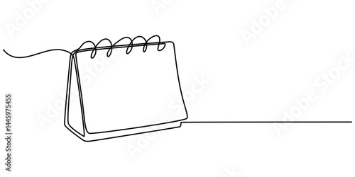 Table calendar continuous one line drawing and happy new years outline vector icon, Loose-leaf calendar. One continuous line drawing of calendar. Symbol of memorable moment and the day. pro  Editable.