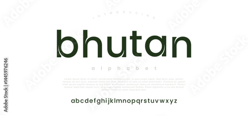 Bhutan Modern abstract digital alphabet font. Minimal technology typography, Creative urban sport fashion futuristic font and with numbers. vector illustration	