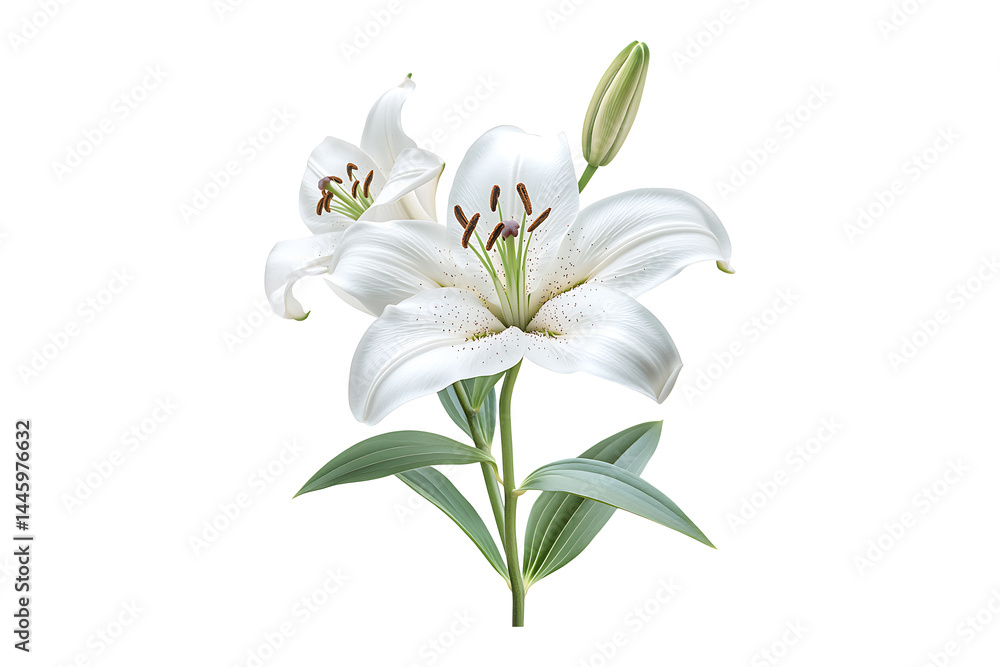 Fototapeta premium Lily flower isolated on white or transparent background