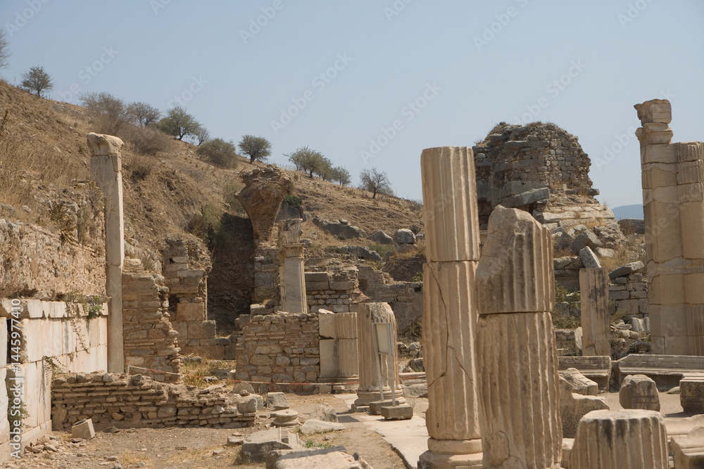 Fototapeta premium Türkiye ruins of ancient Ephesus on a cloudy autumn day