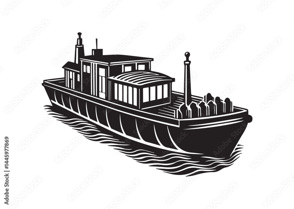Obraz premium Barge silhouette vector 