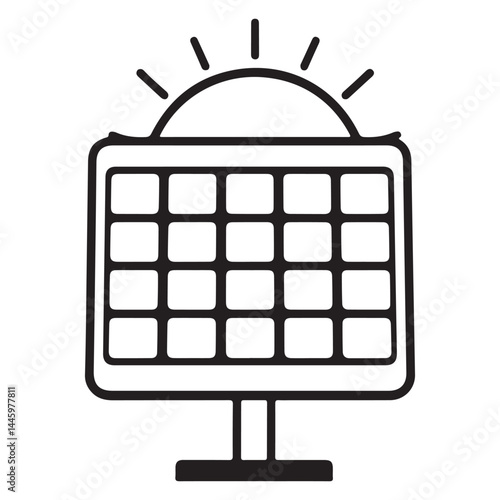 Solar Panel Icon - Renewable Energy Symbol for Sustainable Power Solutions. solar, panel, energy, renewable, power, sustainable, electricity