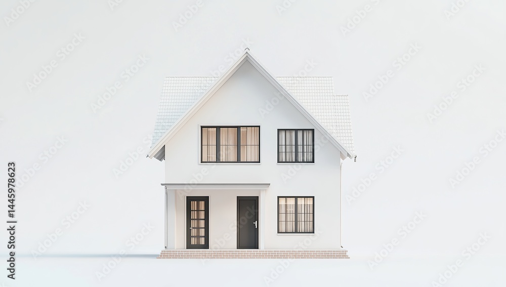 White background, three-dimensional house model, White background, three-dimensional house model,