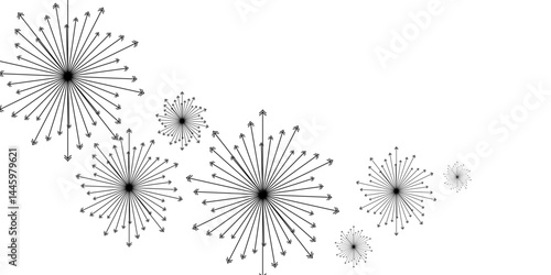 Flat black fireworks festive celebration new year illustration vector design. Bursting fireworks with circle and sparks background. Indian festival decoration.  Spectacolor Pyrotecnico, Foucha art.