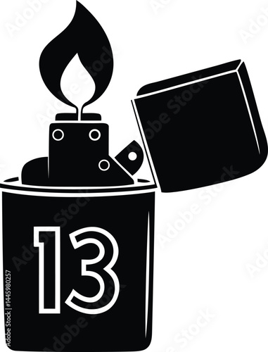 A beautiful and modern style vintage lighter vector illustration, vintage lighter silhouette vector art icon, vintage lighter line art vector design