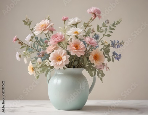 Wallpaper Mural Soft pastel watercolor flowers in a simple vase  Gentle color palette, delicate details , illustration, painting, beautiful Torontodigital.ca