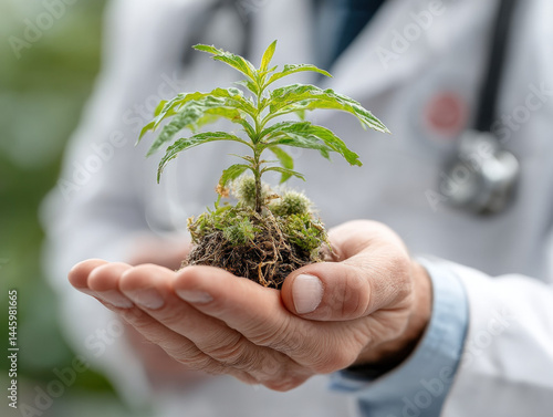 Doctor Holds Tiny Plant - H...