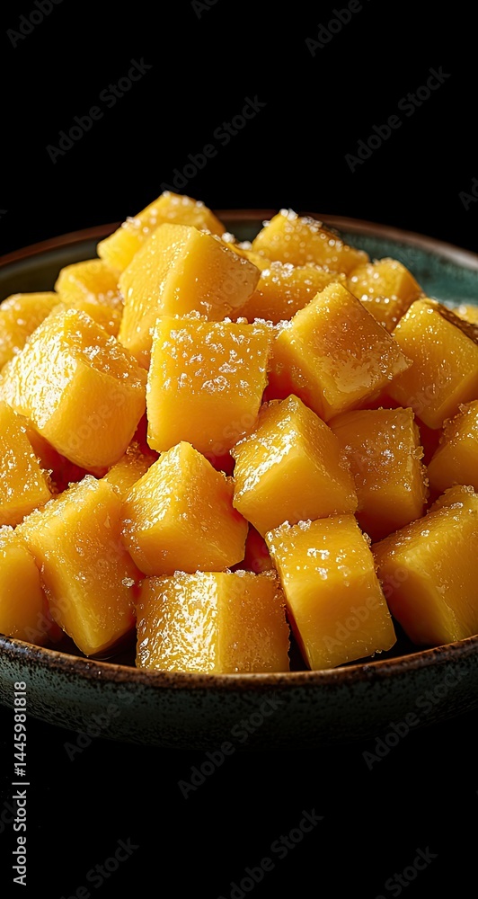 Sweet Mango Cubes with Closeup. Sweet Mango Cubes with Closeup.
