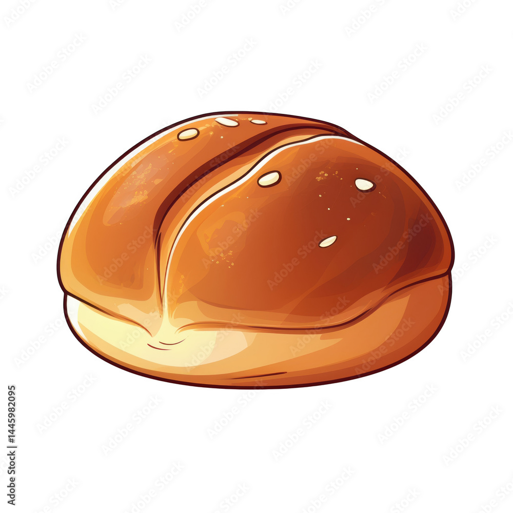 Soft bread roll with sesame seeds on top, golden brown crust and smooth texture, fresh baked and appetizing, isolated on transparency background Soft bread roll with sesame seeds on top, golden brown crust and smooth texture, fresh baked and appetizing, isolated on transparency background