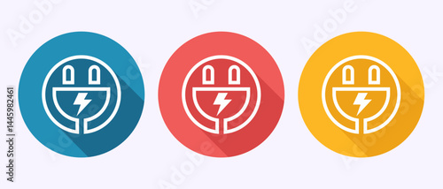 Plug icon design illustration, Electricity, power sign symbol in shadow button design
