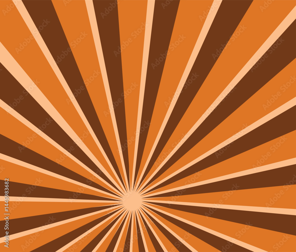 Obraz premium Dark Brown Comic Sunburst Halftone Background Pop Art Style Vector Design