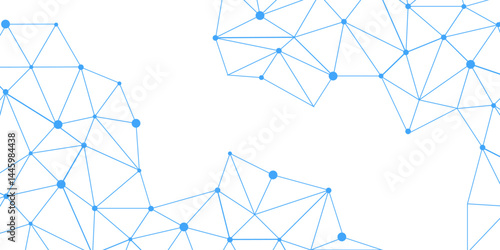 Blue network. futuristic connection technology background with dots and lines for desktop. Structure molecule and communication. Template for science and technology presentation, Vector illustration.	