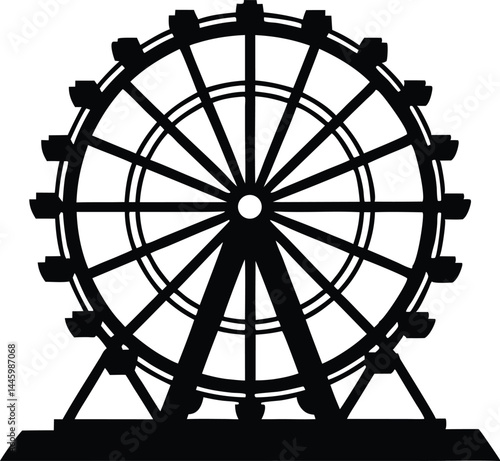 Ferris wheel silhouette vector, Ferris wheel line art 