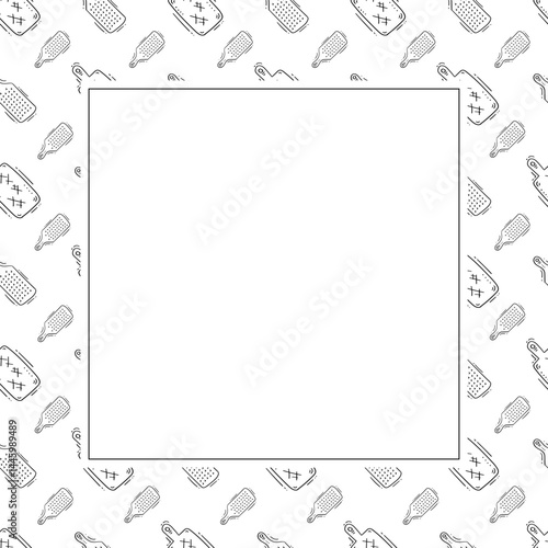 kitchen utensil frame. doodle kitchenware square frame. kitchen background