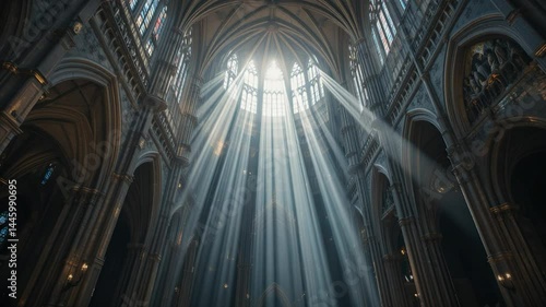 Impressive religious interior architectural photography majestic interior historical religious building high quality architectural image spiritual place interior vertical light rays dark tones