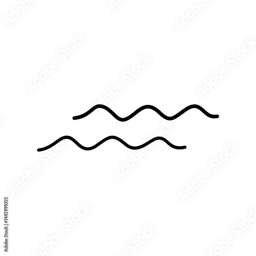 Wave sea line doodle. Hand drawn sketch water wave