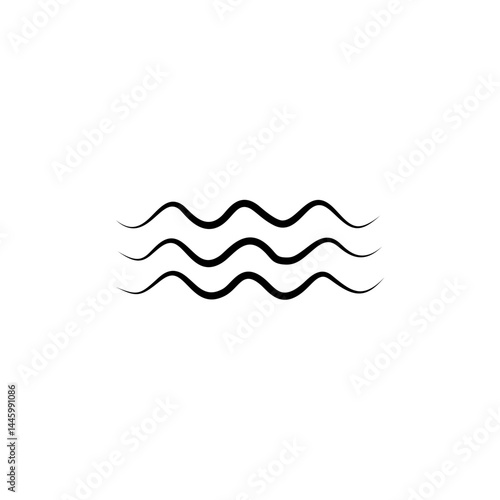 Wave sea line doodle. Hand drawn sketch water wave