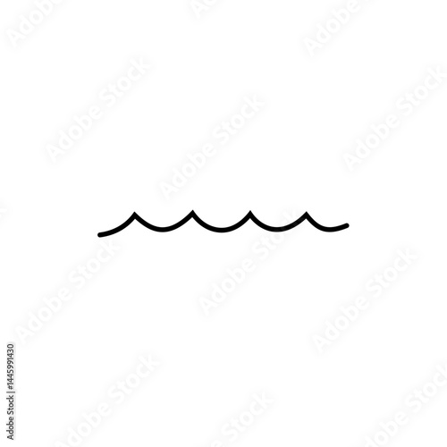 Wave sea line doodle. Hand drawn sketch water wave