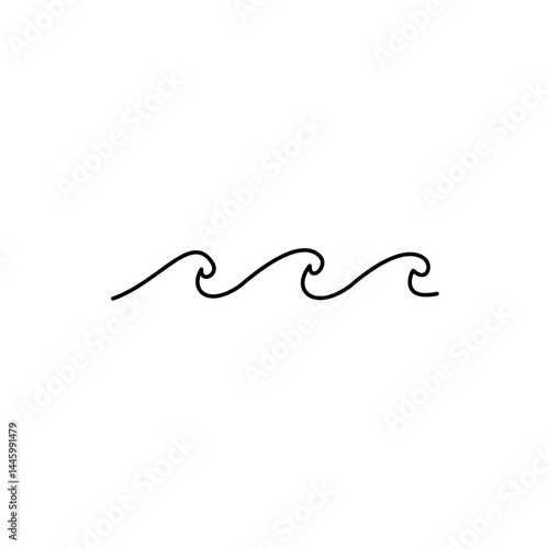 Wave sea line doodle. Hand drawn sketch water wave