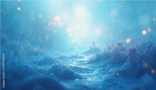 Blue Defocused Blurred Motion Abstract Background, Widescreen
